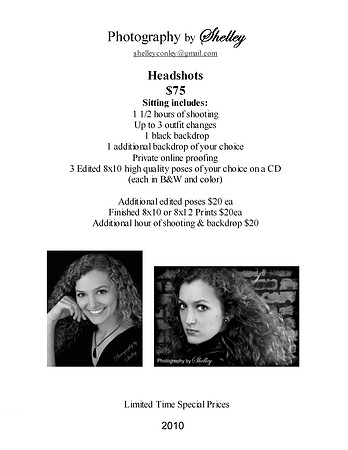 "Headshots" Price List. Click page twice to zoom in.