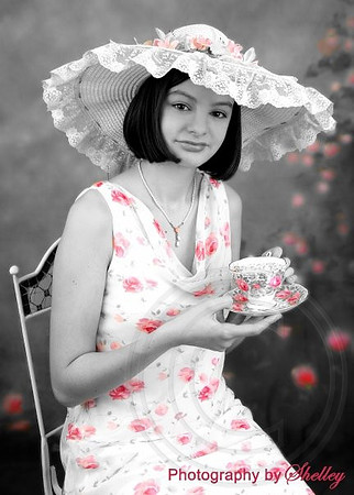 Tea Cups & Roses B&W&PINK